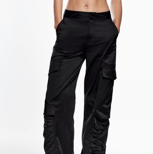 Zara silky black cargo pants xs